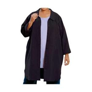 NEW ON THE PLUS SIDE crinkle cotton long sleeve collar button up tunic - plus in